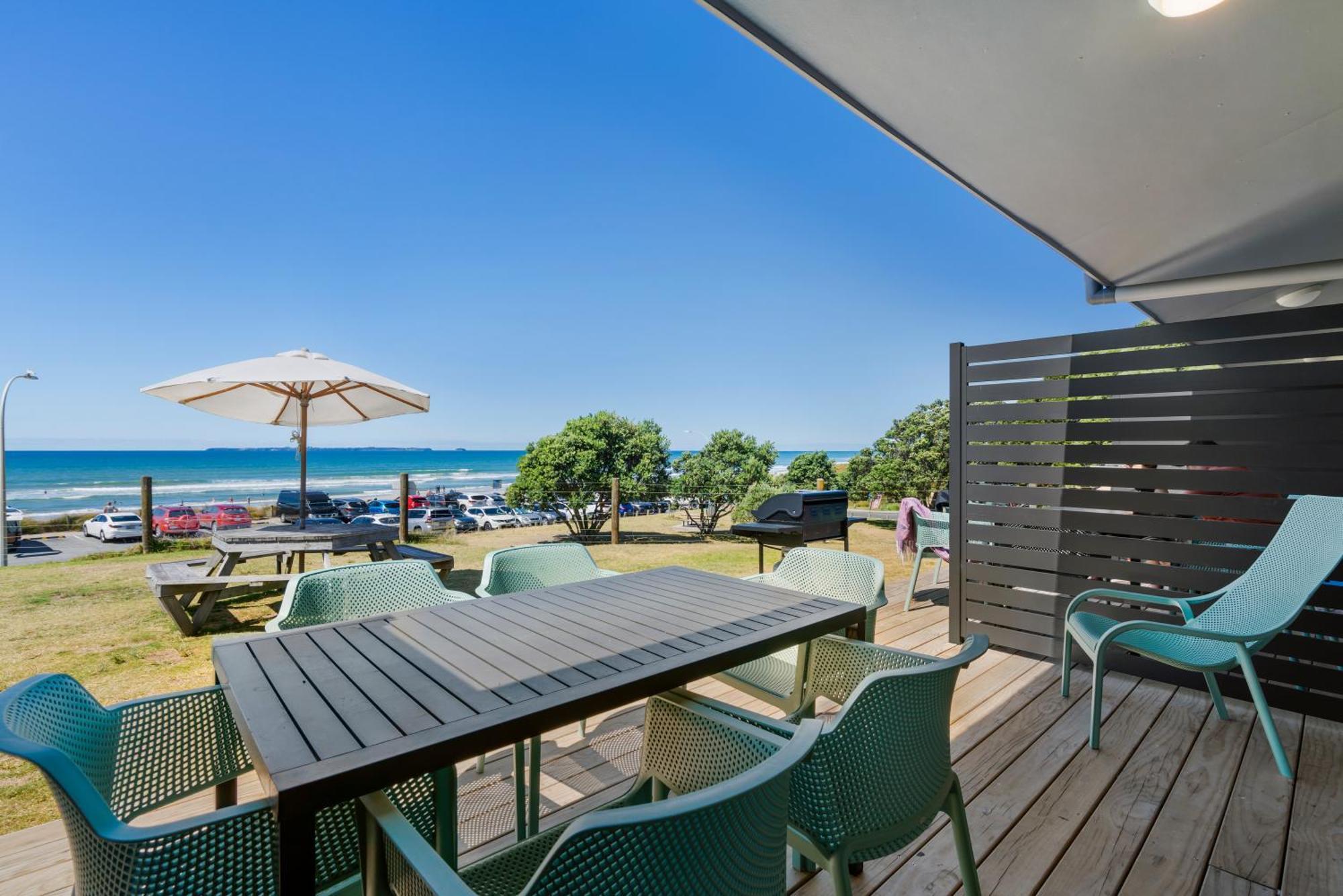 Tasman Holiday Parks - Papamoa Beach Exterior photo View from the deck of a beachfront apartment